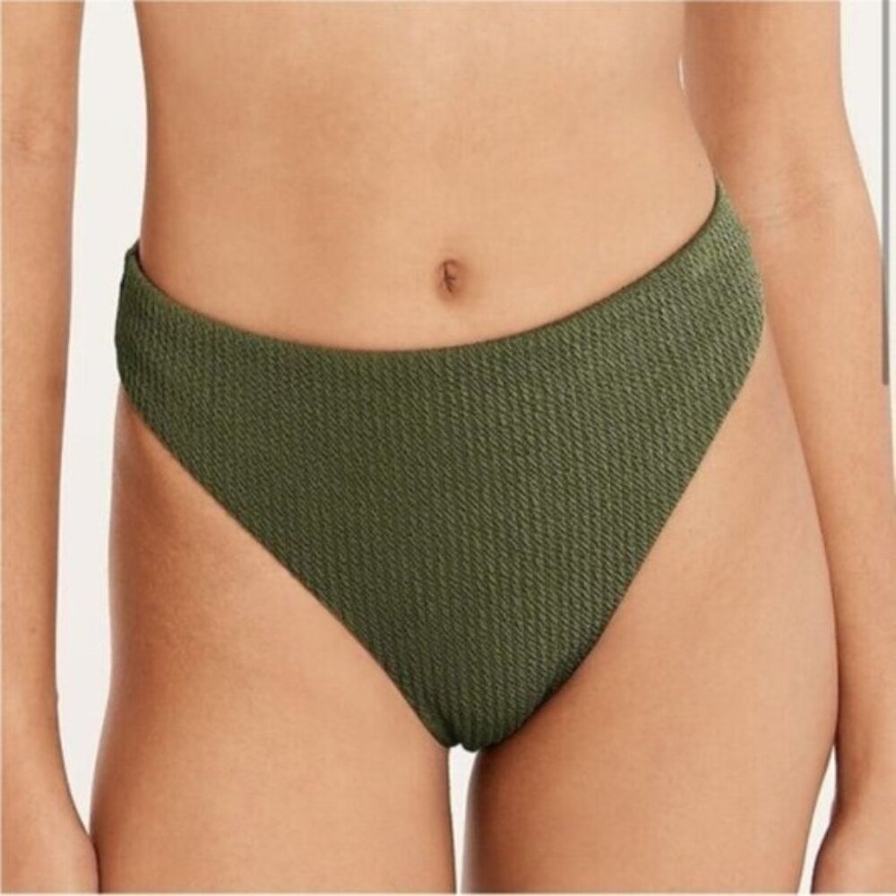 NWT J. Crew Women’s Textured Curve Waist High Cut Cheeky Bikini Buttoms Size M